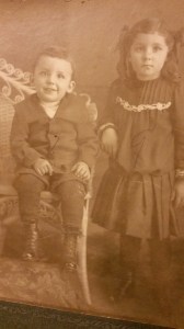 This is our maternal grandmother, Edna Taylor when was young, with her brother A.C. As adults both of them worked in the store; A.C. ran the meat market. Photo circa 1908.